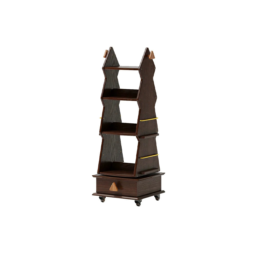LIVARA Children’s Rotating Bookshelf Multi Layer Solid Wood Storage Shelf for Kids Room & Reading Corner - Walnut