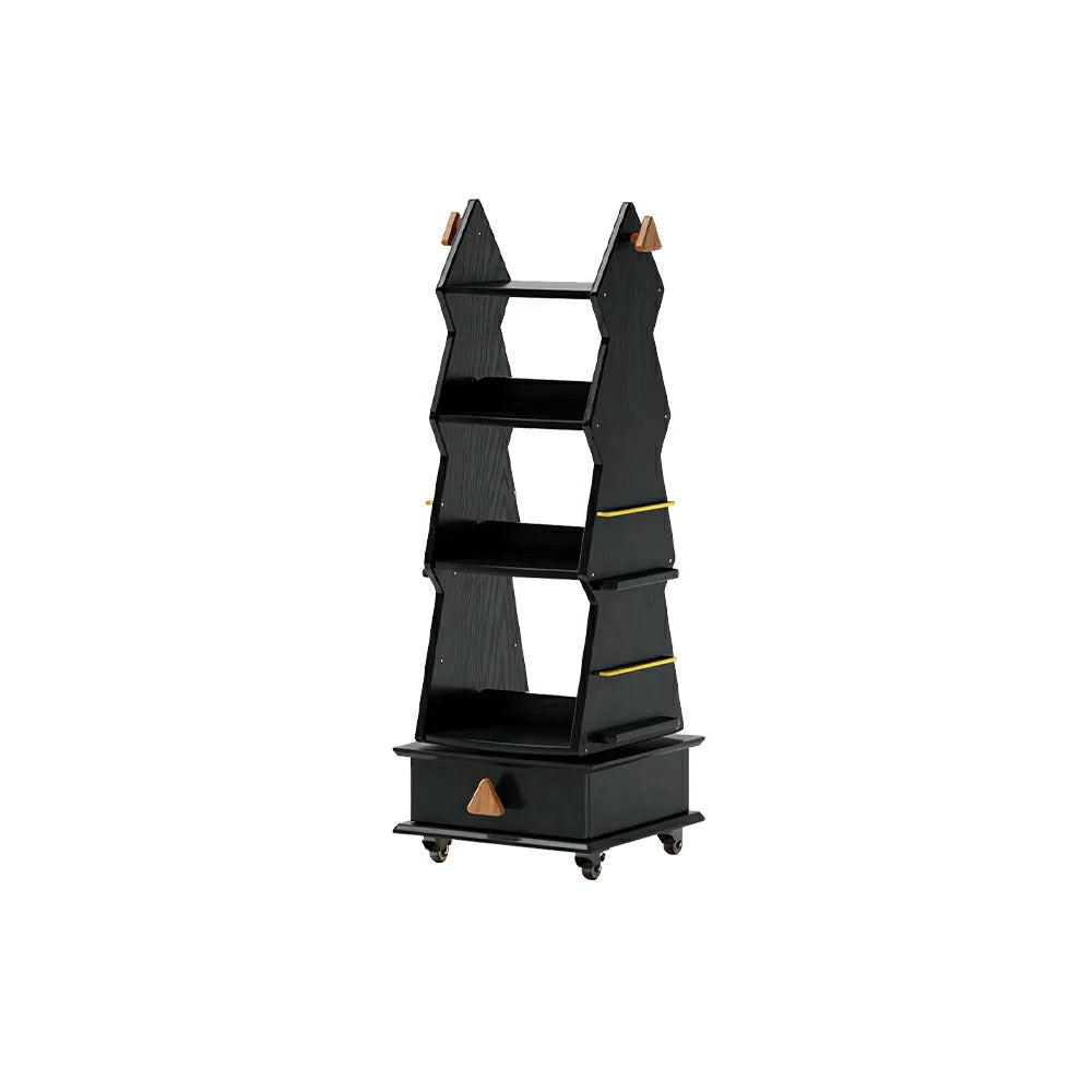 LIVARA Children’s Rotating Bookshelf Multi Layer Solid Wood Storage Shelf for Kids Room & Reading Corner - Black