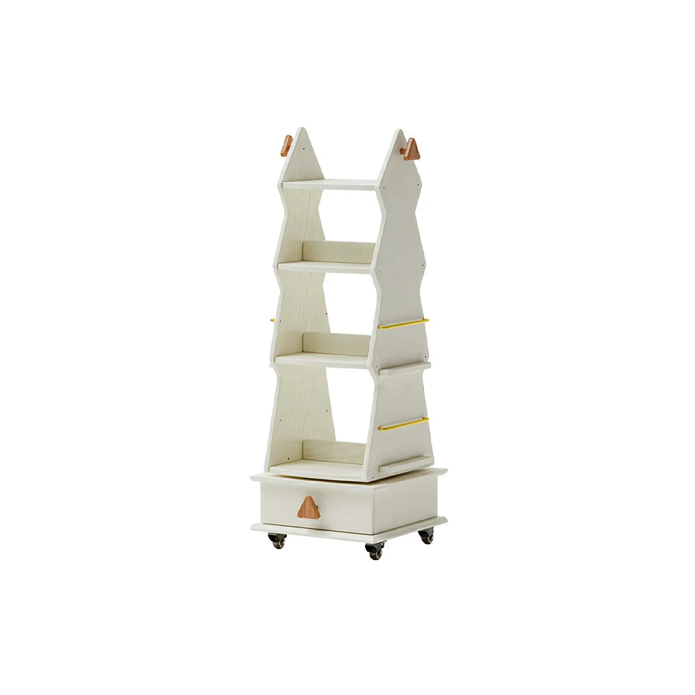 LIVARA Children’s Rotating Bookshelf Multi Layer Solid Wood Storage Shelf for Kids Room & Reading Corner - White