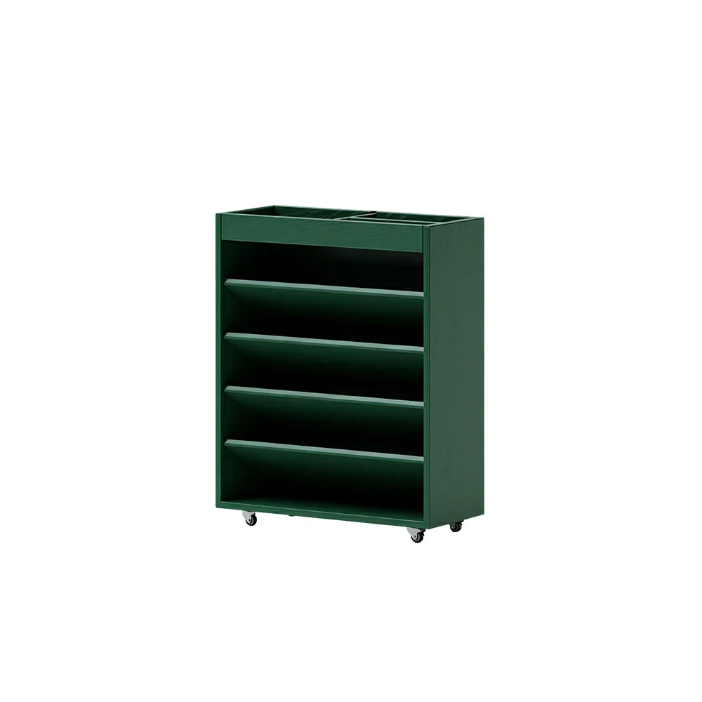 LIVARA Rolling Storage Cabinet Layered Solid Wood Organizer for Small Spaces Living Room & Bedroom - Green