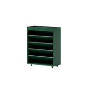 LIVARA Rolling Storage Cabinet Layered Solid Wood Organizer for Small Spaces Living Room & Bedroom - Green