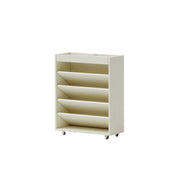 LIVARA Rolling Storage Cabinet Layered Solid Wood Organizer for Small Spaces Living Room & Bedroom - White