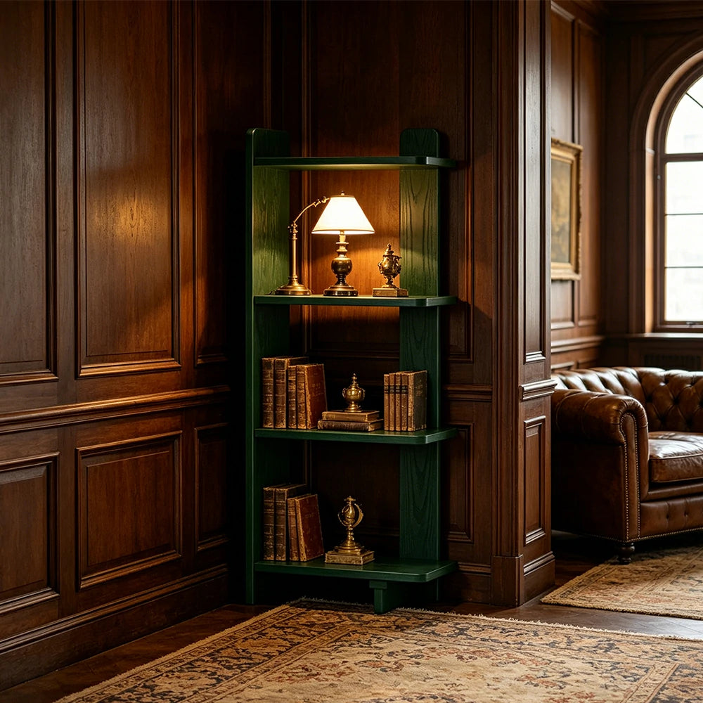 LIVARA Vertical Storage Shelf Solid Wood Multi Layer Display Rack for Living Room Study & Corner Spaces - Green