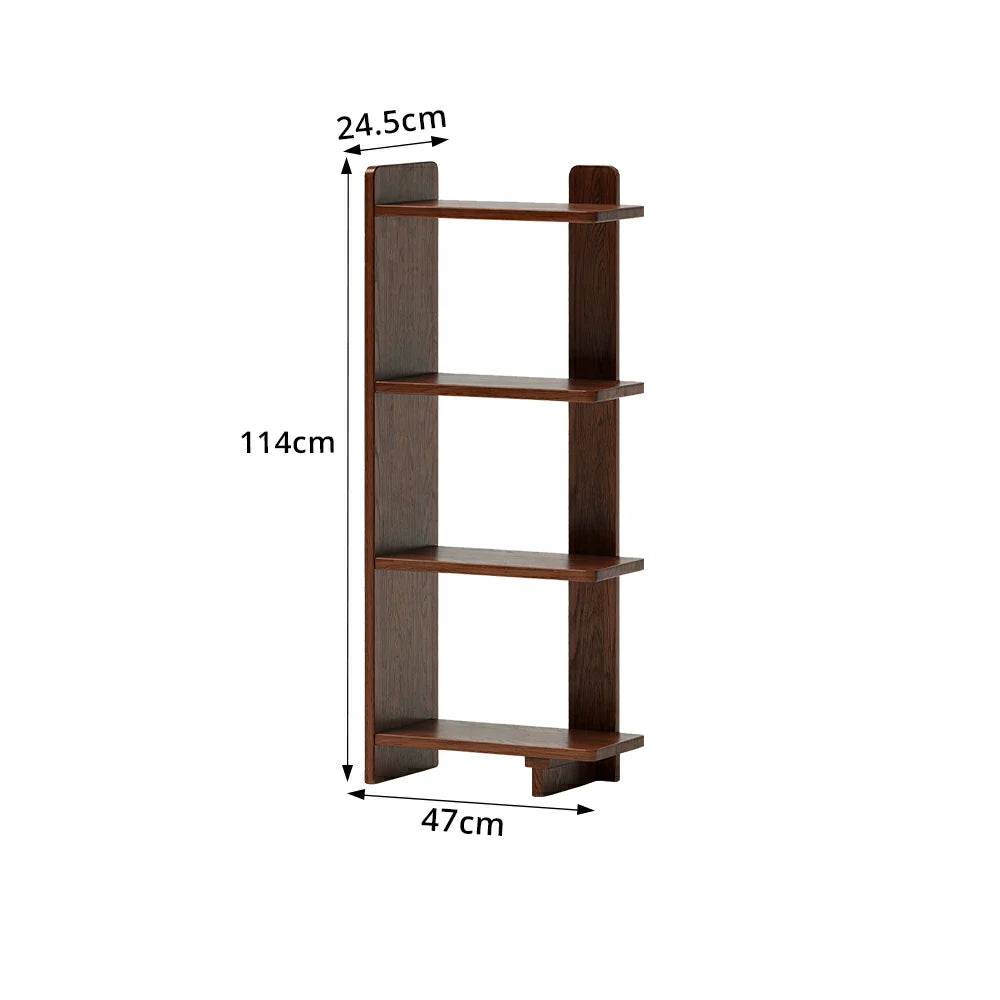 LIVARA Vertical Storage Shelf Solid Wood Multi Layer Display Rack for Living Room Study & Corner Spaces - Walnut