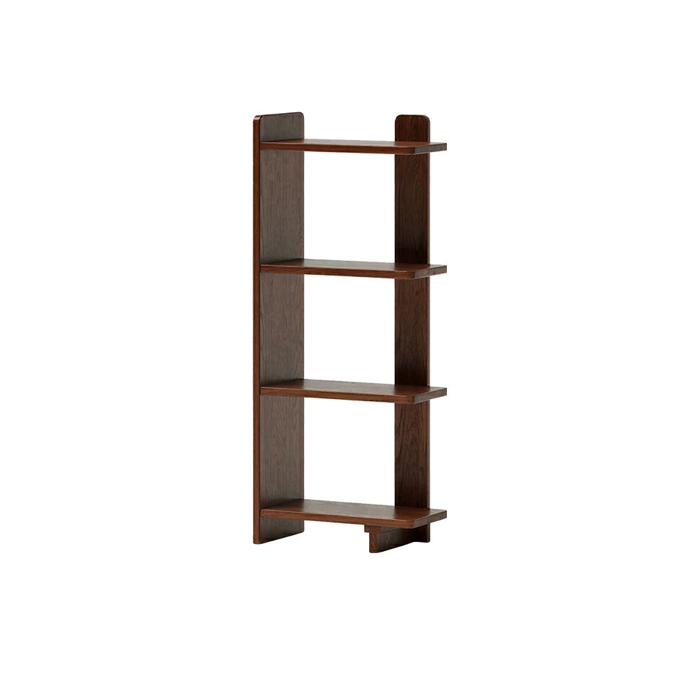 LIVARA Vertical Storage Shelf Solid Wood Multi Layer Display Rack for Living Room Study & Corner Spaces - Walnut