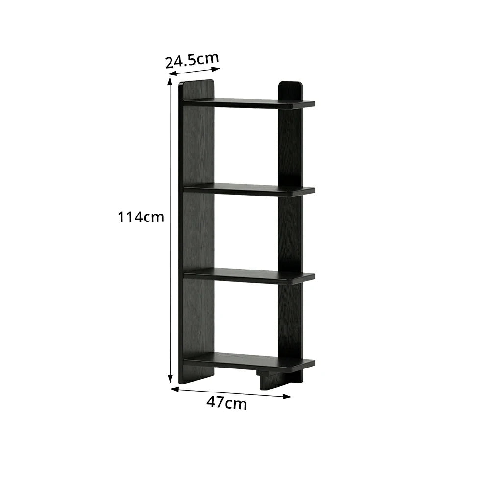 LIVARA Vertical Storage Shelf Solid Wood Multi Layer Display Rack for Living Room Study & Corner Spaces - Black