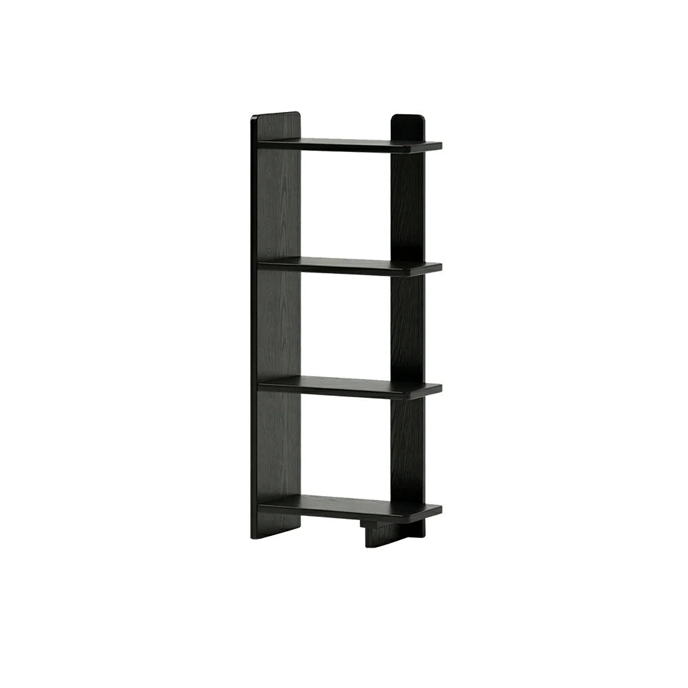 LIVARA Vertical Storage Shelf Solid Wood Multi Layer Display Rack for Living Room Study & Corner Spaces - Black