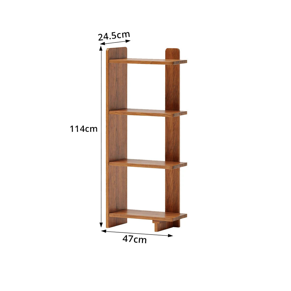 LIVARA Vertical Storage Shelf Solid Wood Multi Layer Display Rack for Living Room Study & Corner Spaces - Cherry