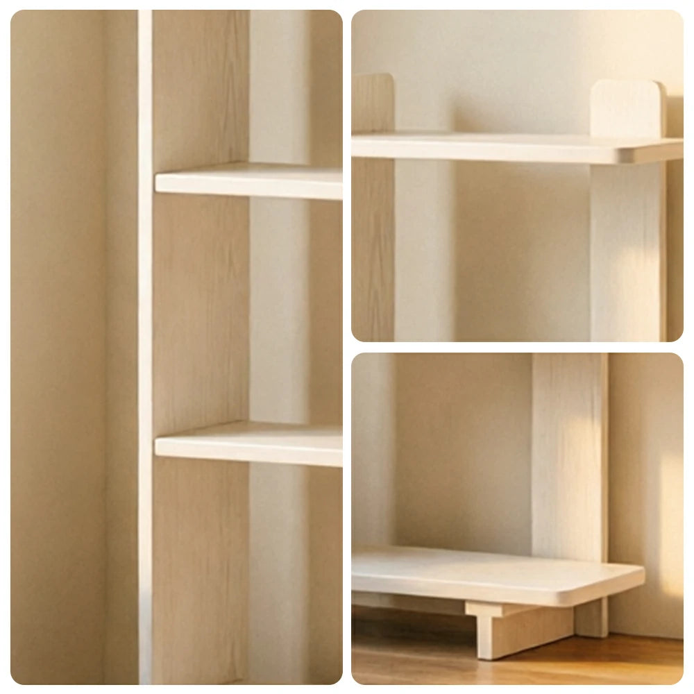 LIVARA Vertical Storage Shelf Solid Wood Multi Layer Display Rack for Living Room Study & Corner Spaces - White