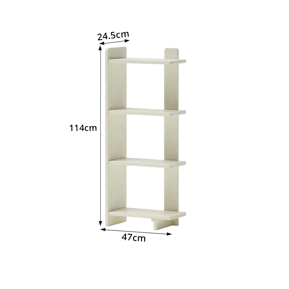 LIVARA Vertical Storage Shelf Solid Wood Multi Layer Display Rack for Living Room Study & Corner Spaces - White