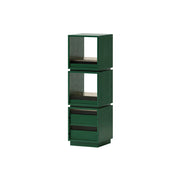 LIVARA Mobile Drawer Cabinet Solid Wood Storage Shelf with Glass Panels for Living Room Bedroom & Study - Green