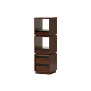 LIVARA Mobile Drawer Cabinet Solid Wood Storage Shelf with Glass Panels for Living Room Bedroom & Study - Walnut