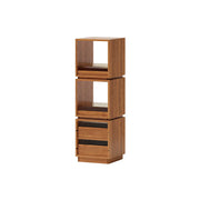 LIVARA Mobile Drawer Cabinet Solid Wood Storage Shelf with Glass Panels for Living Room Bedroom & Study - Cherry