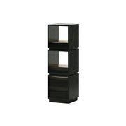 LIVARA Mobile Drawer Cabinet Solid Wood Storage Shelf with Glass Panels for Living Room Bedroom & Study - Black