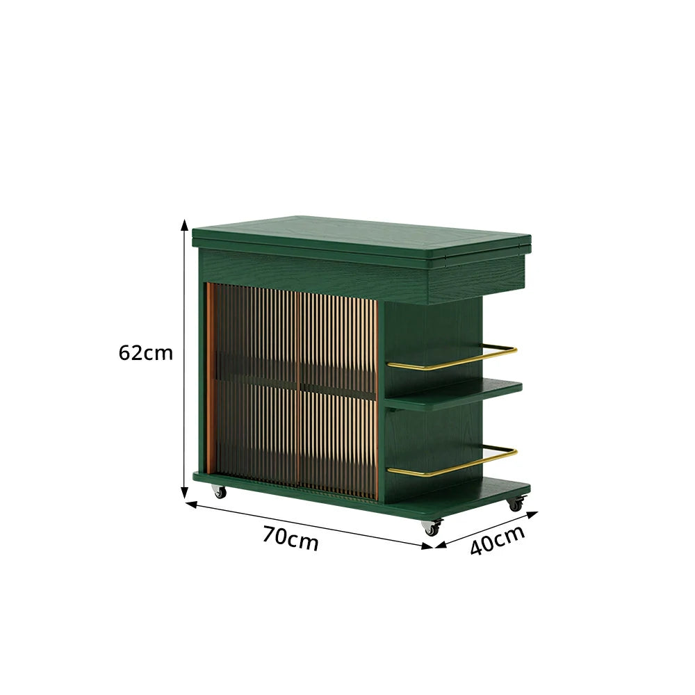 LIVARA Rolling Side Cabinet Rotating Tabletop Storage Organizer for Apartment Living Room & Bedroom - Green