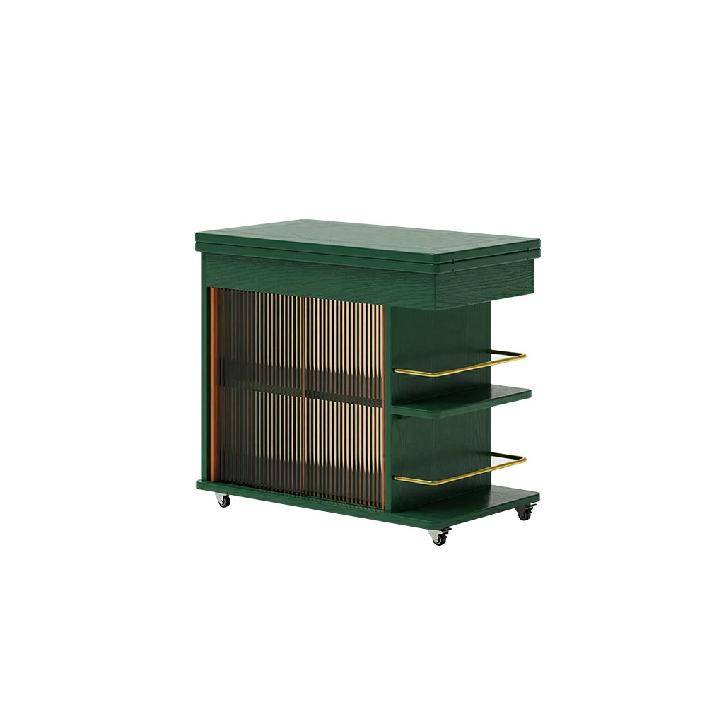 LIVARA Rolling Side Cabinet Rotating Tabletop Storage Organizer for Apartment Living Room & Bedroom - Green
