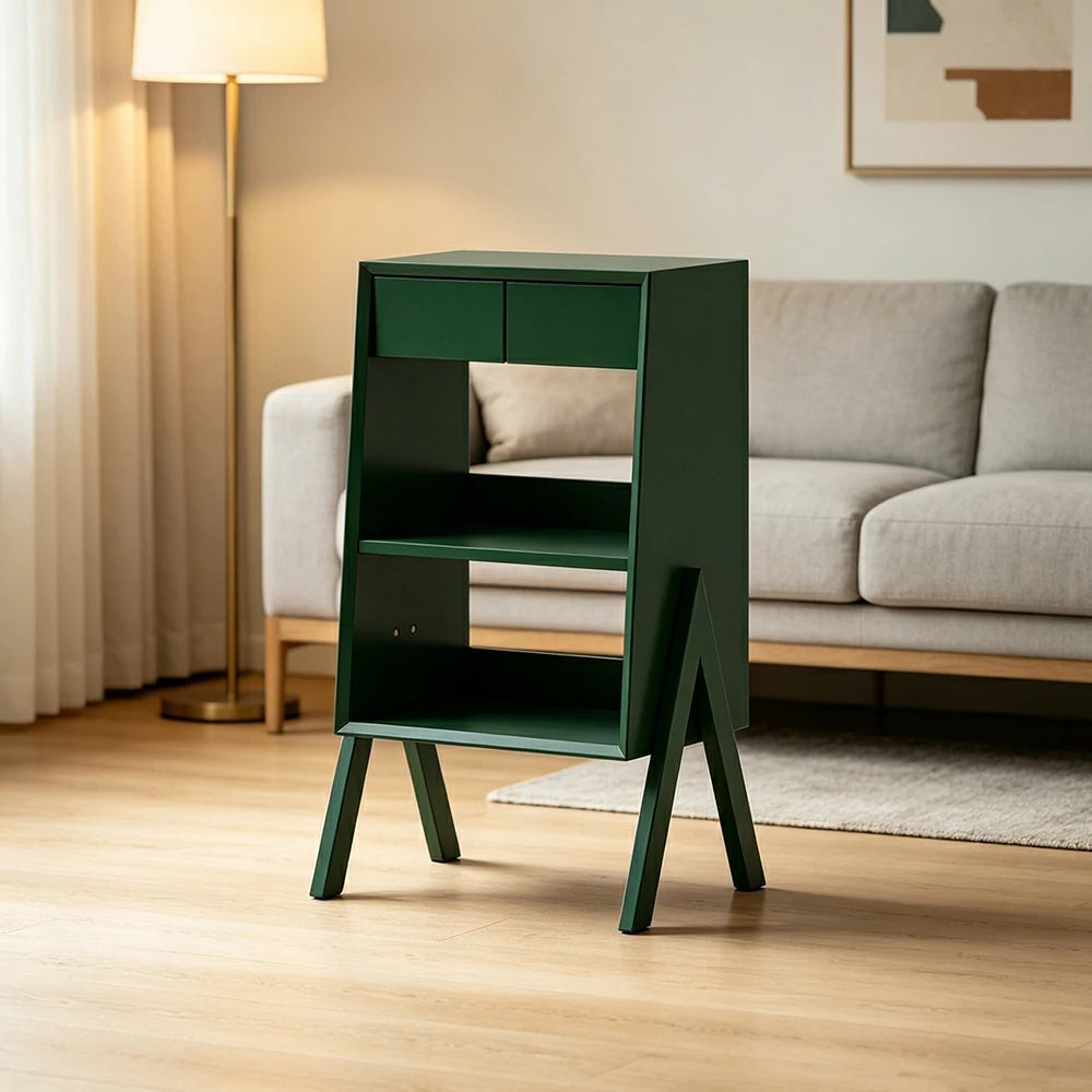 LIVARA Freestanding Bookshelf Solid Wood Multi Layer Storage Cabinet for Living Room Bedroom & Study - Green