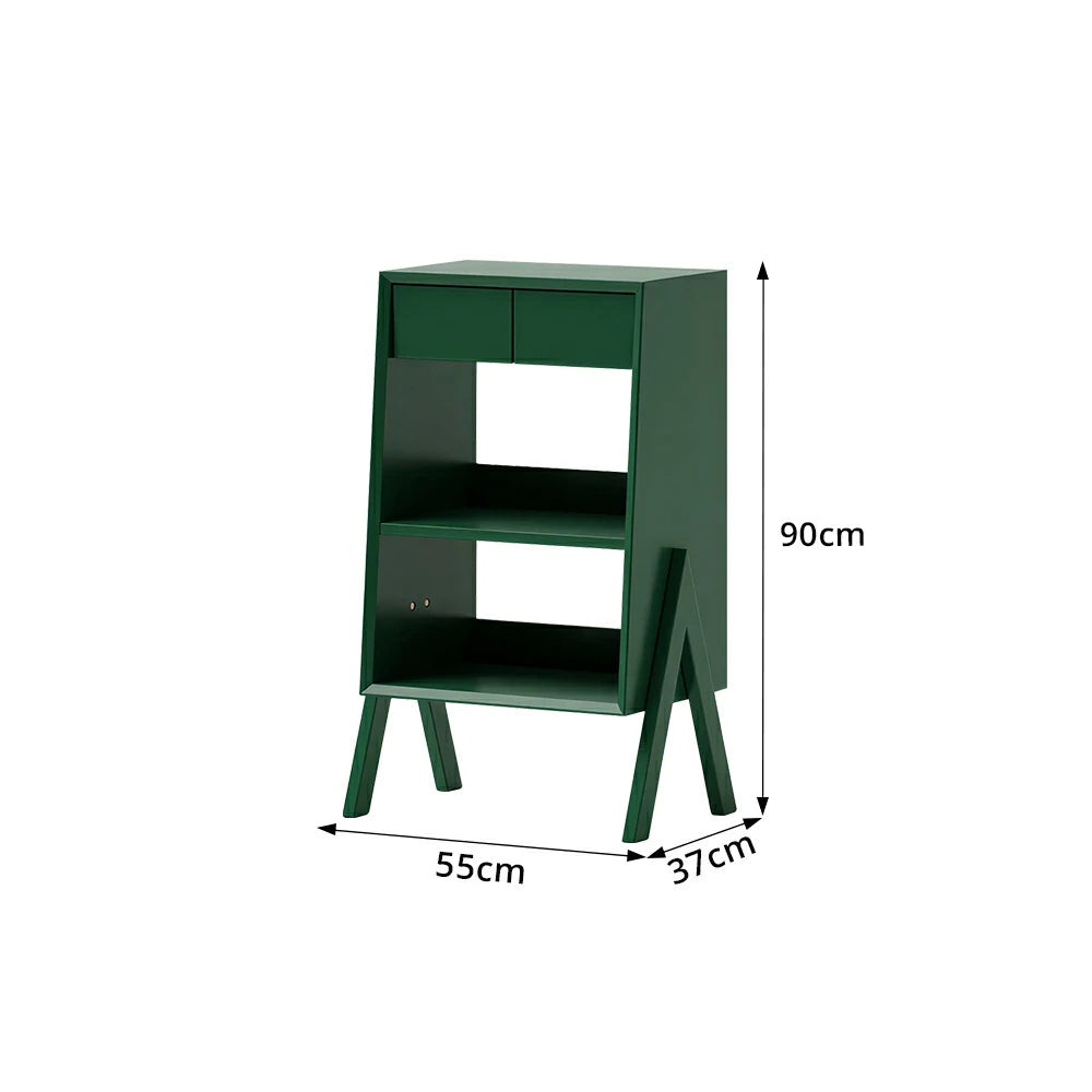 LIVARA Freestanding Bookshelf Solid Wood Multi Layer Storage Cabinet for Living Room Bedroom & Study - Green