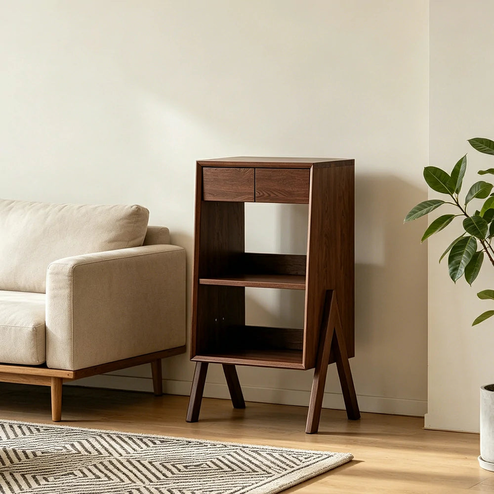 LIVARA Freestanding Bookshelf Solid Wood Multi Layer Storage Cabinet for Living Room Bedroom & Study - Walnut