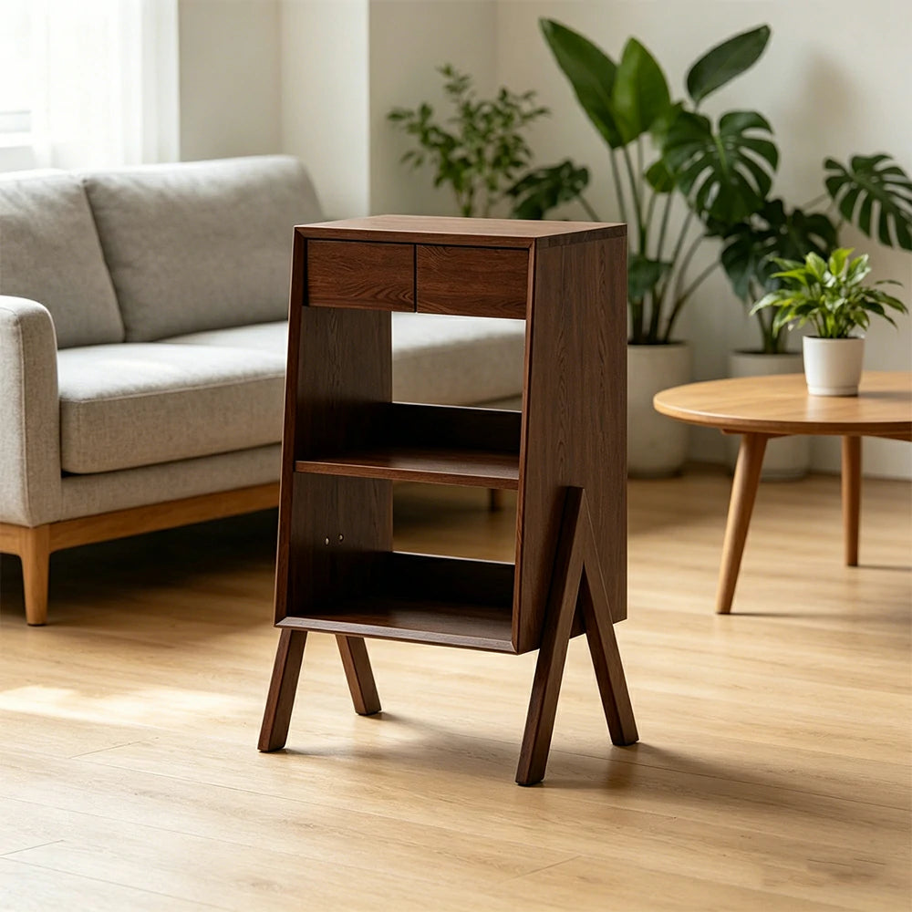 LIVARA Freestanding Bookshelf Solid Wood Multi Layer Storage Cabinet for Living Room Bedroom & Study - Walnut