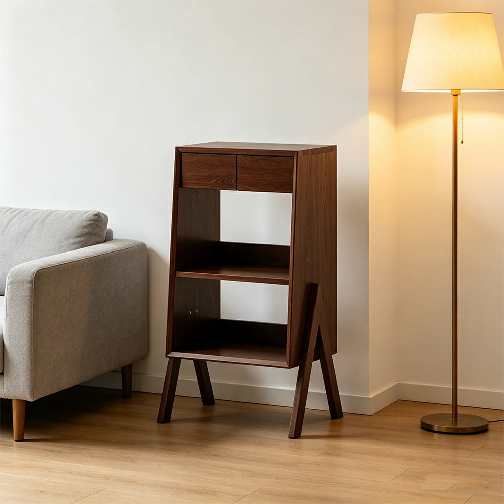 LIVARA Freestanding Bookshelf Solid Wood Multi Layer Storage Cabinet for Living Room Bedroom & Study - Walnut