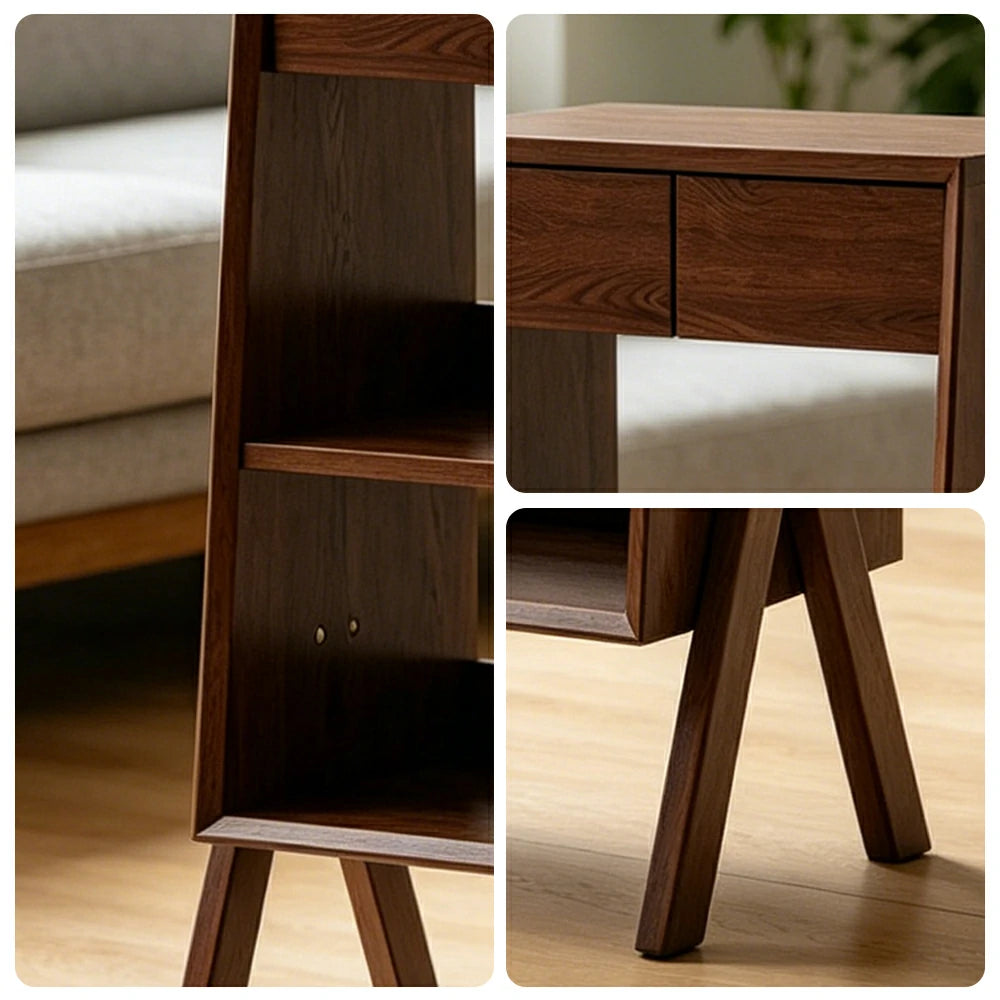 LIVARA Freestanding Bookshelf Solid Wood Multi Layer Storage Cabinet for Living Room Bedroom & Study - Walnut