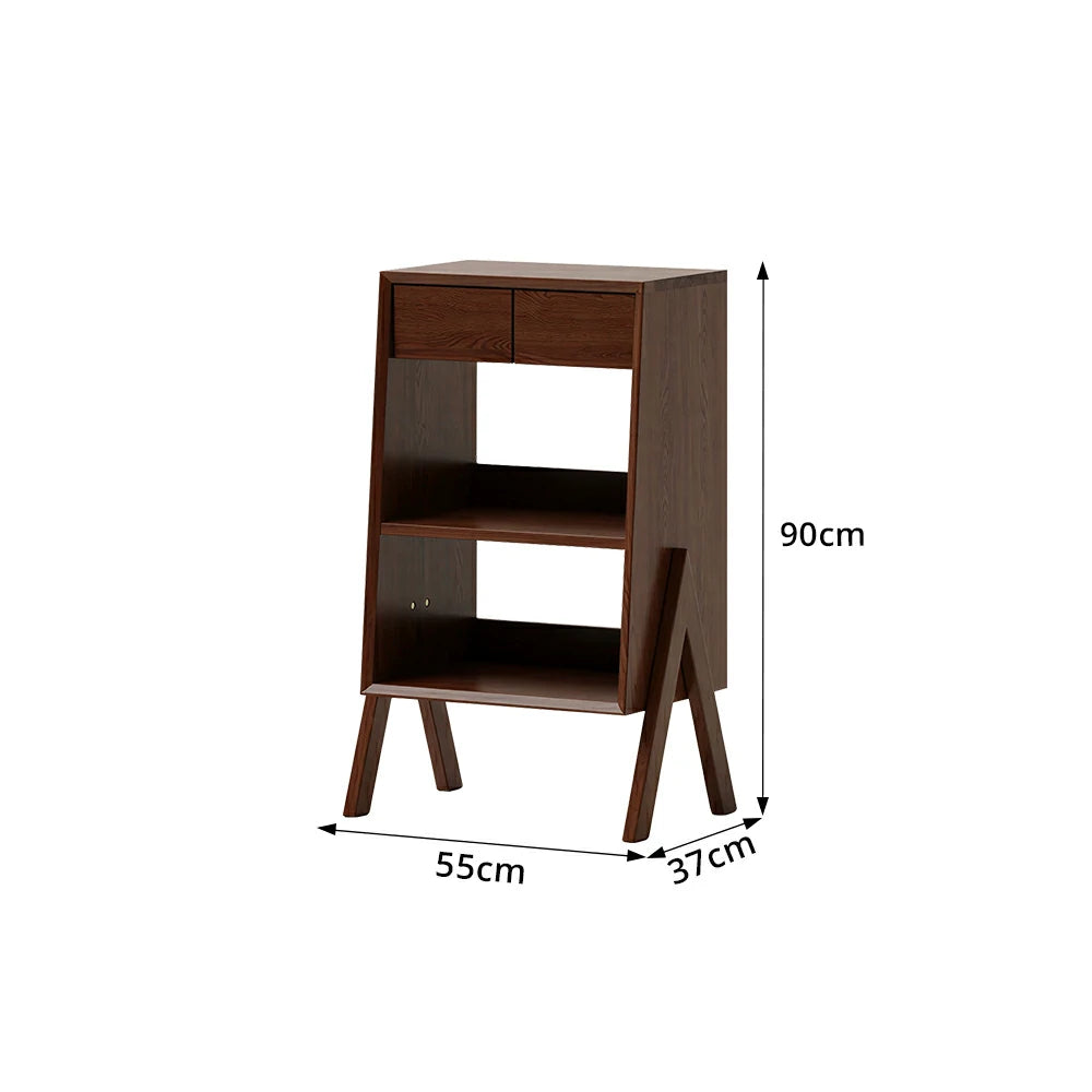 LIVARA Freestanding Bookshelf Solid Wood Multi Layer Storage Cabinet for Living Room Bedroom & Study - Walnut