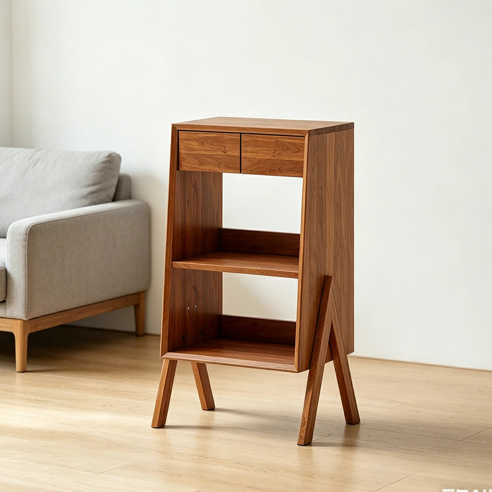 LIVARA Freestanding Bookshelf Solid Wood Multi Layer Storage Cabinet for Living Room Bedroom & Study - Cherry