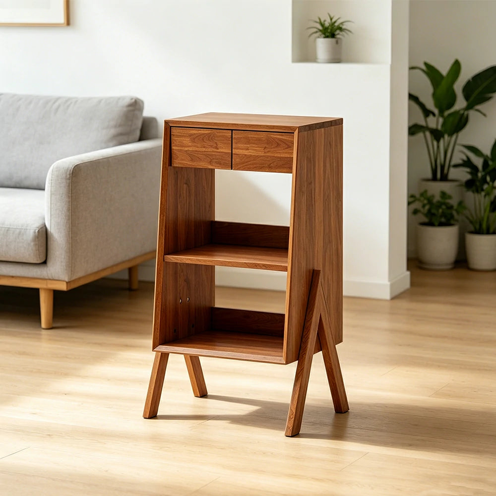 LIVARA Freestanding Bookshelf Solid Wood Multi Layer Storage Cabinet for Living Room Bedroom & Study - Cherry
