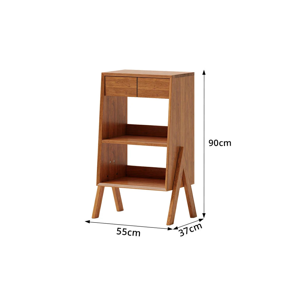LIVARA Freestanding Bookshelf Solid Wood Multi Layer Storage Cabinet for Living Room Bedroom & Study - Cherry