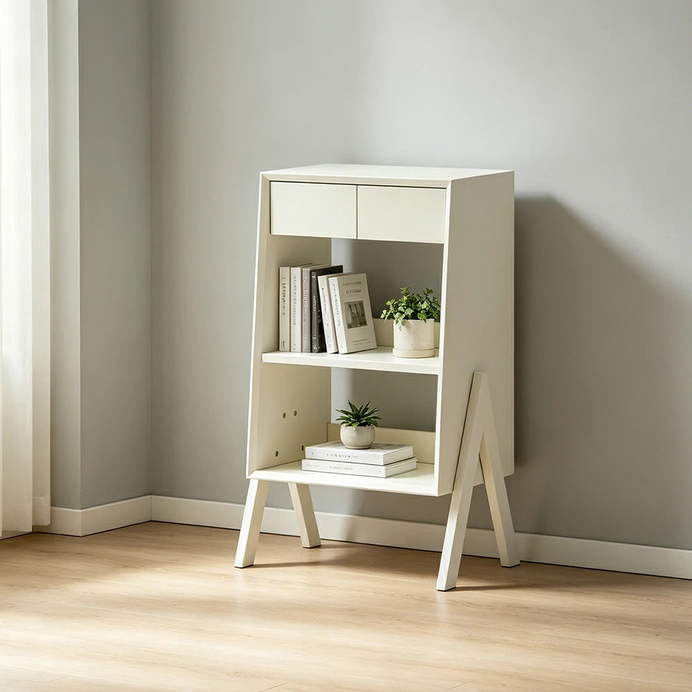 LIVARA Freestanding Bookshelf Solid Wood Multi Layer Storage Cabinet for Living Room Bedroom & Study - White