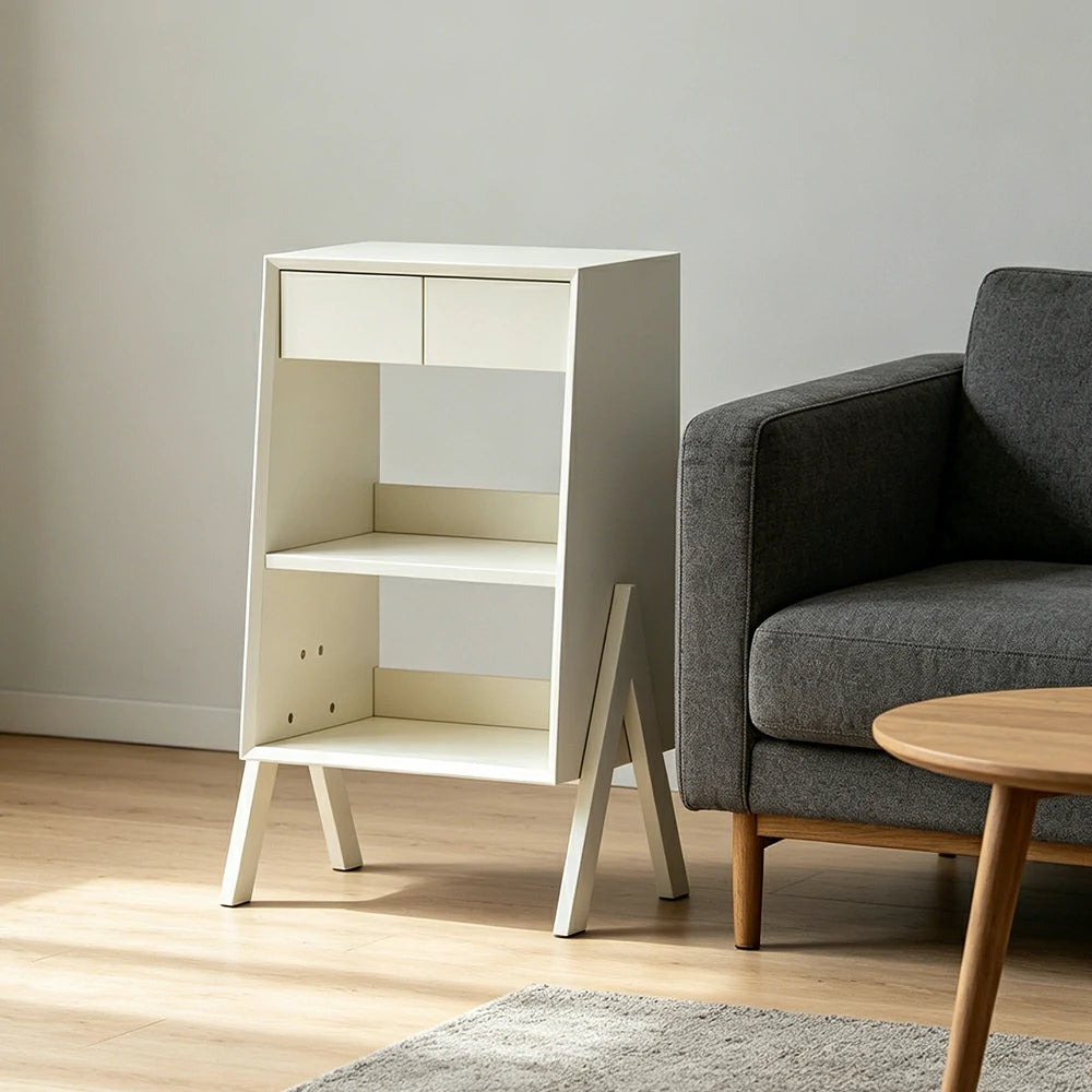 LIVARA Freestanding Bookshelf Solid Wood Multi Layer Storage Cabinet for Living Room Bedroom & Study - White
