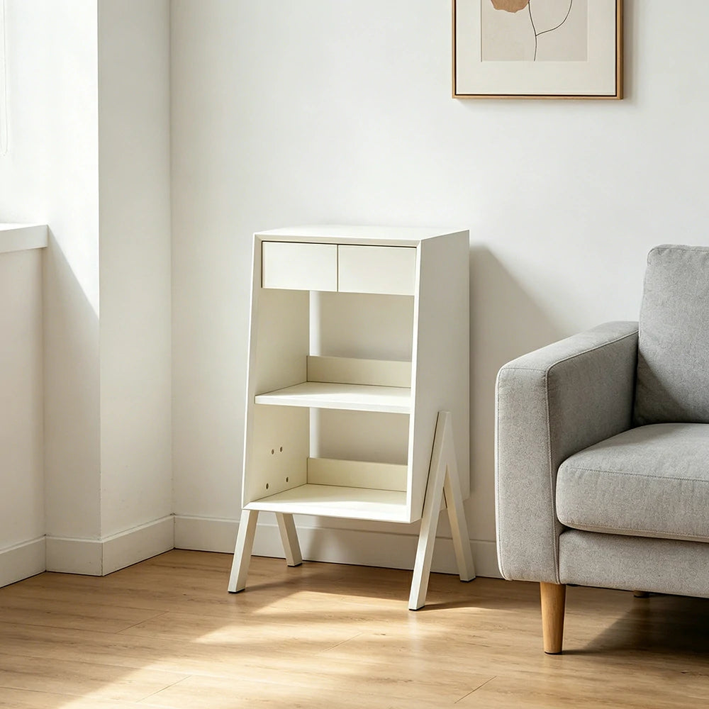 LIVARA Freestanding Bookshelf Solid Wood Multi Layer Storage Cabinet for Living Room Bedroom & Study - White