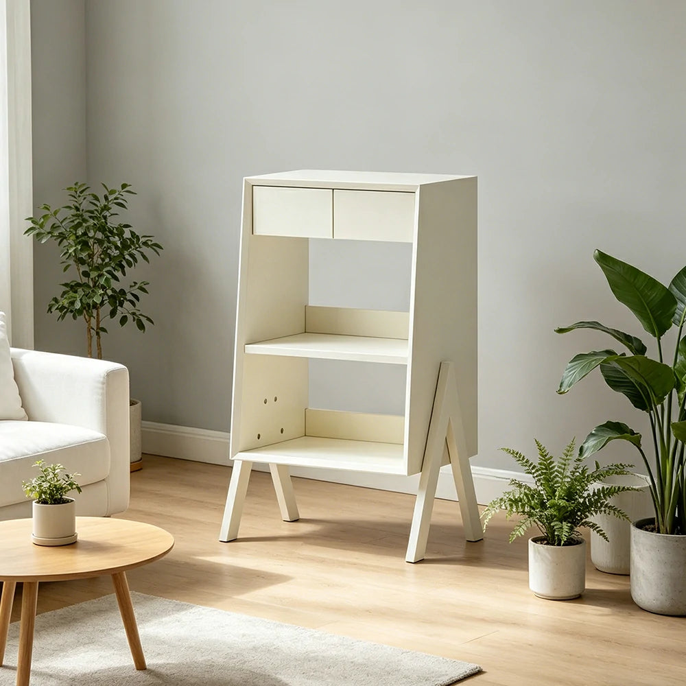 LIVARA Freestanding Bookshelf Solid Wood Multi Layer Storage Cabinet for Living Room Bedroom & Study - White