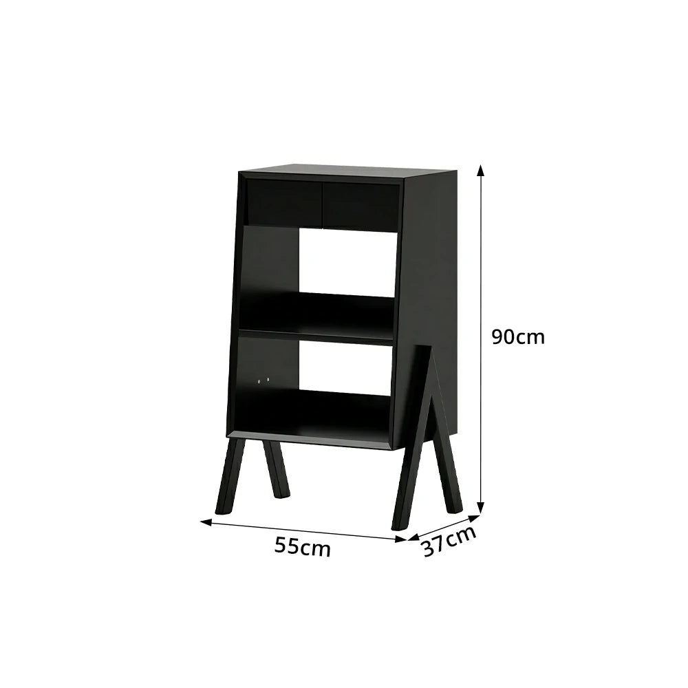 LIVARA Freestanding Bookshelf Solid Wood Multi Layer Storage Cabinet for Living Room Bedroom & Study - Black