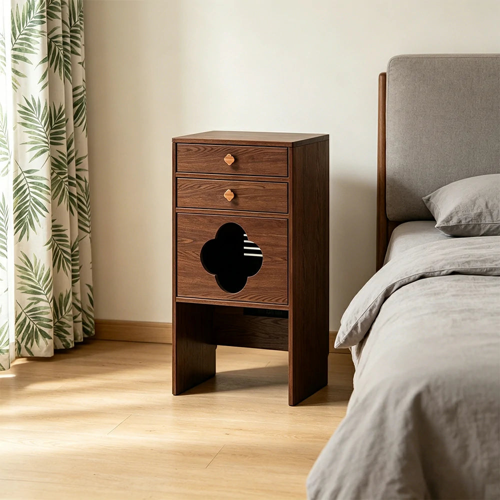 LIVARA Cat Storage Cabinet Built in Cat Rest Area with Drawers for Small Homes & Pet Friendly Spaces - Walnut