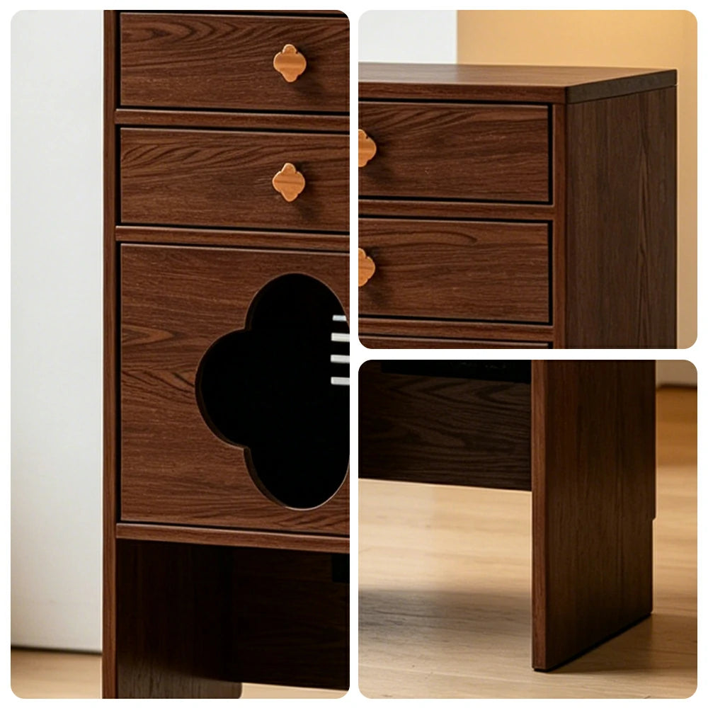 LIVARA Cat Storage Cabinet Built in Cat Rest Area with Drawers for Small Homes & Pet Friendly Spaces - Walnut