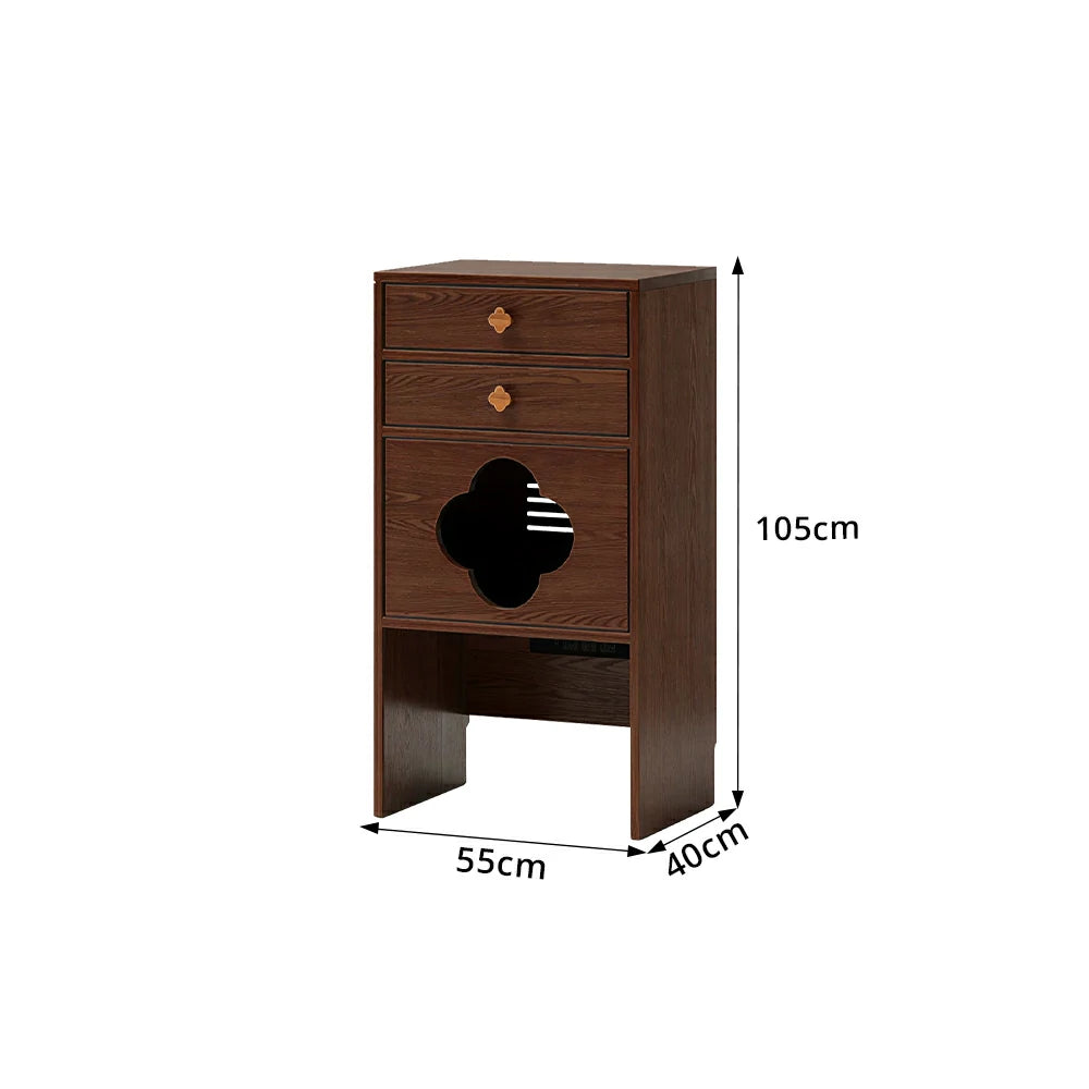 LIVARA Cat Storage Cabinet Built in Cat Rest Area with Drawers for Small Homes & Pet Friendly Spaces - Walnut