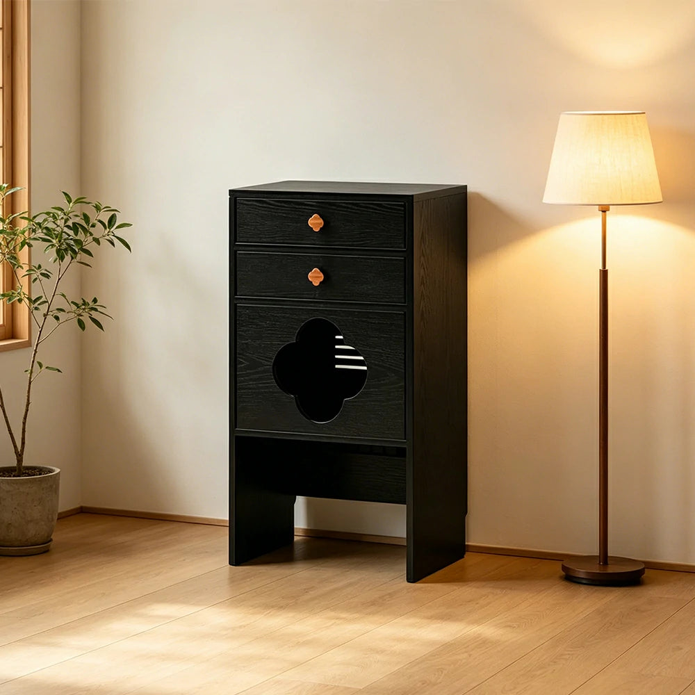 LIVARA Cat Storage Cabinet Built in Cat Rest Area with Drawers for Small Homes & Pet Friendly Spaces - Black