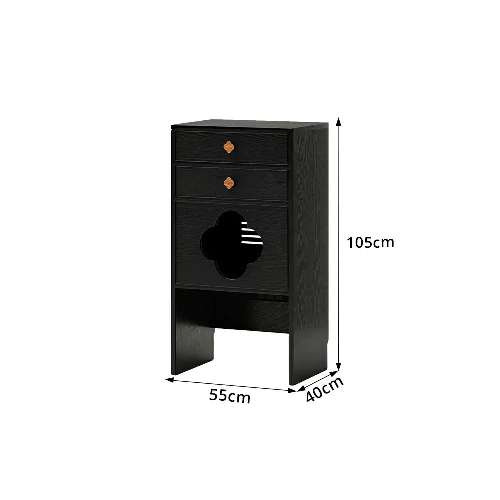 LIVARA Cat Storage Cabinet Built in Cat Rest Area with Drawers for Small Homes & Pet Friendly Spaces - Black