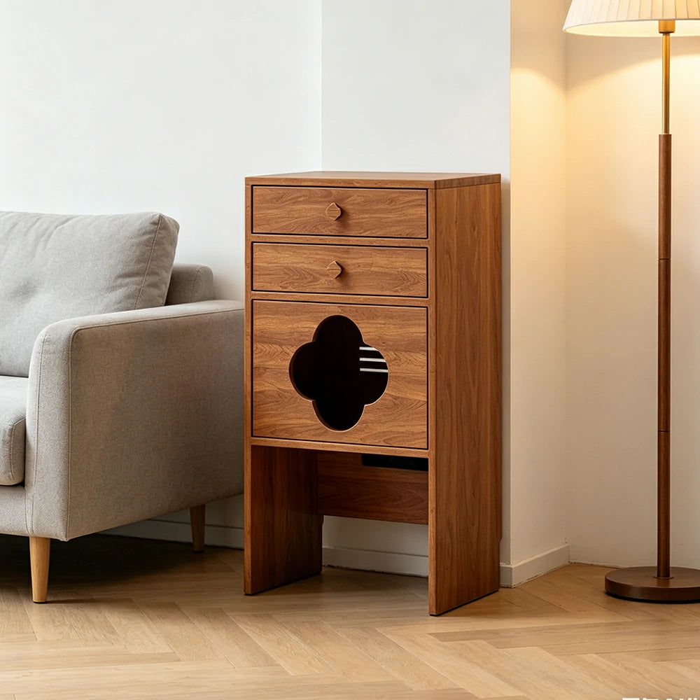 LIVARA Cat Storage Cabinet Built in Cat Rest Area with Drawers for Small Homes & Pet Friendly Spaces - Cherry