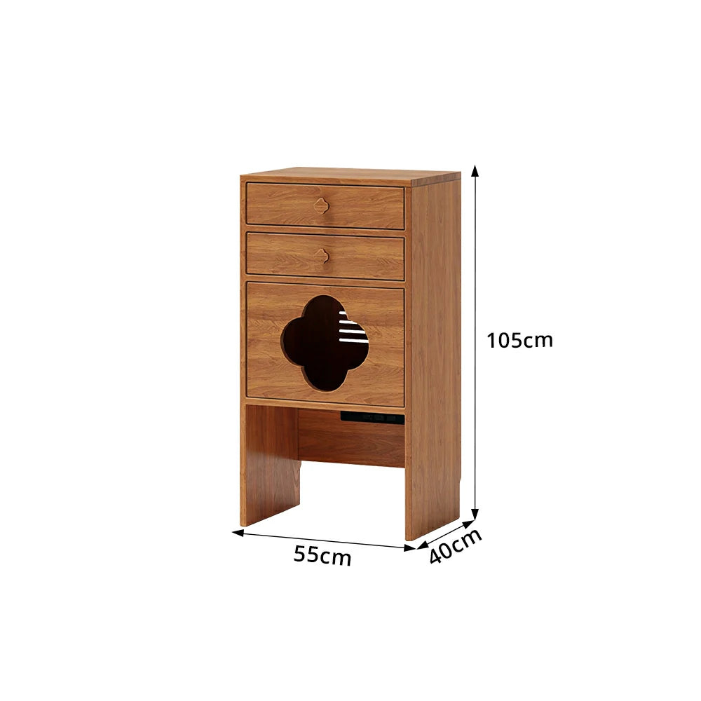 LIVARA Cat Storage Cabinet Built in Cat Rest Area with Drawers for Small Homes & Pet Friendly Spaces - Cherry