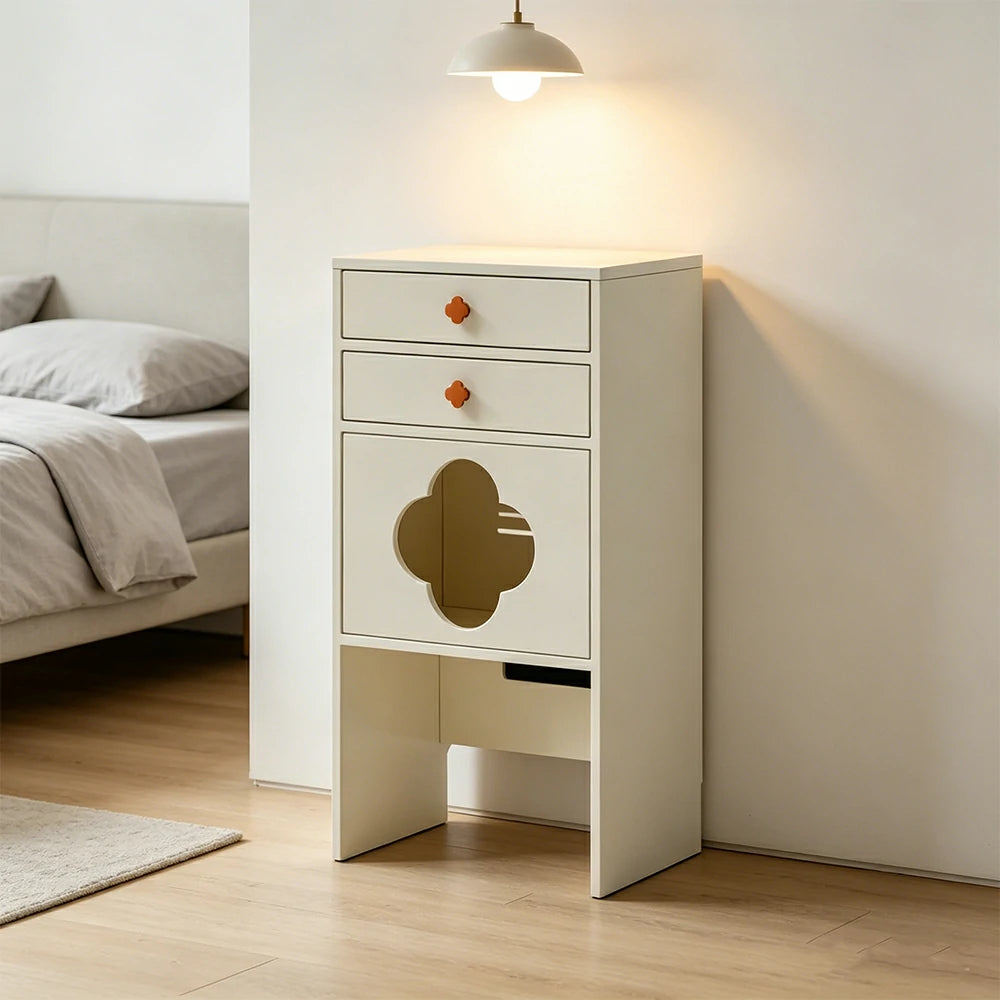 LIVARA Cat Storage Cabinet Built in Cat Rest Area with Drawers for Small Homes & Pet Friendly Spaces - White