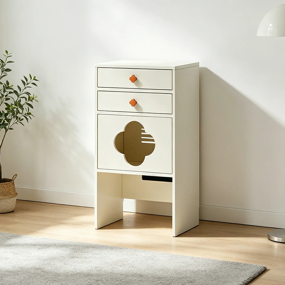 LIVARA Cat Storage Cabinet Built in Cat Rest Area with Drawers for Small Homes & Pet Friendly Spaces - White