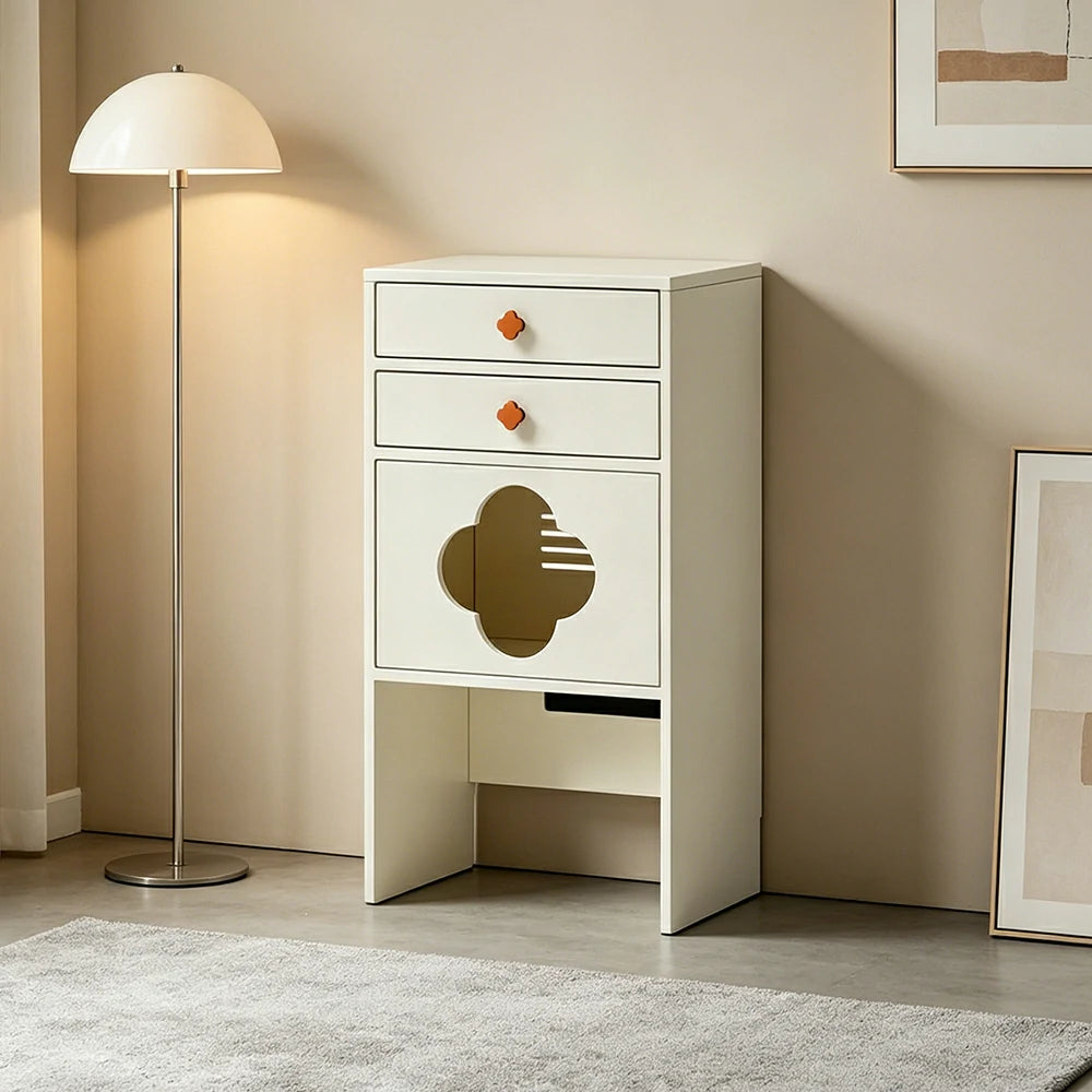 LIVARA Cat Storage Cabinet Built in Cat Rest Area with Drawers for Small Homes & Pet Friendly Spaces - White