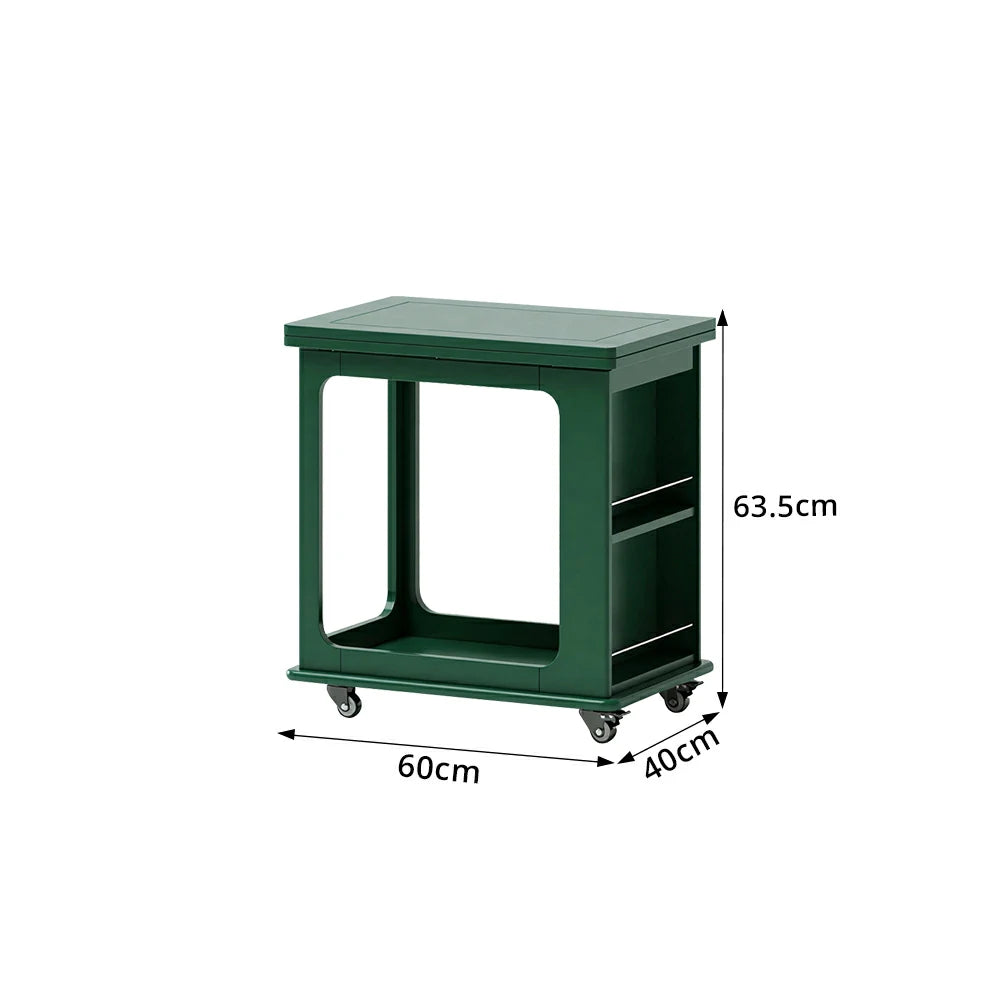 LIVARA Foldable Side Table Solid Wood Mobile Storage Desk for Living Room Bedroom & Small Spaces - Green