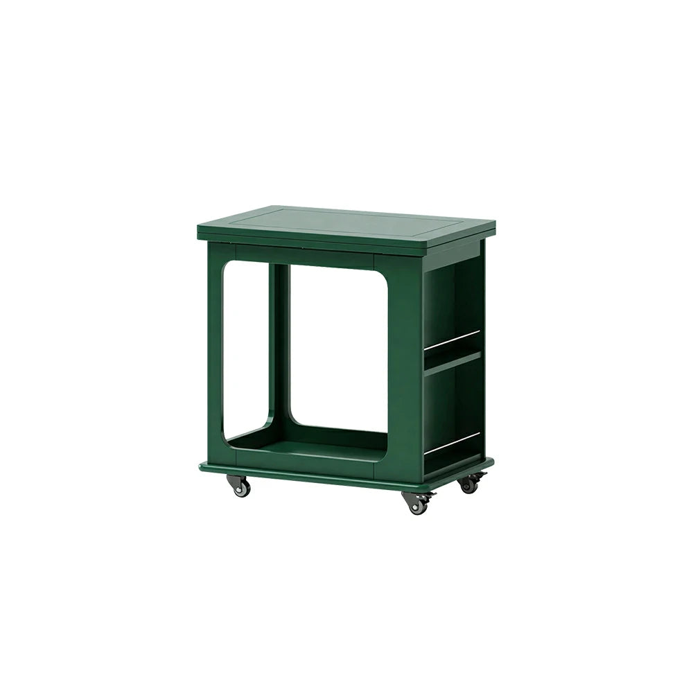 LIVARA Foldable Side Table Solid Wood Mobile Storage Desk for Living Room Bedroom & Small Spaces - Green