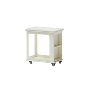 LIVARA Foldable Side Table Solid Wood Mobile Storage Desk for Living Room Bedroom & Small Spaces - White