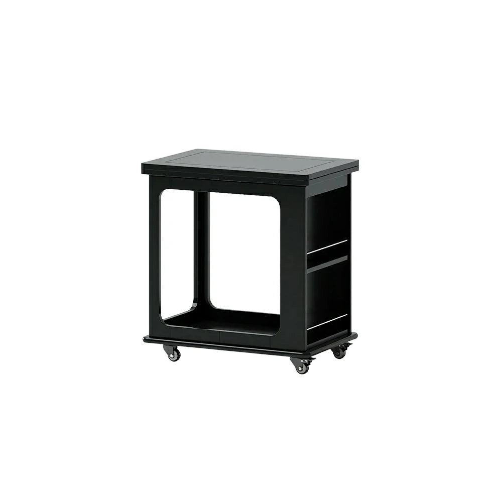 LIVARA Foldable Side Table Solid Wood Mobile Storage Desk for Living Room Bedroom & Small Spaces - Black