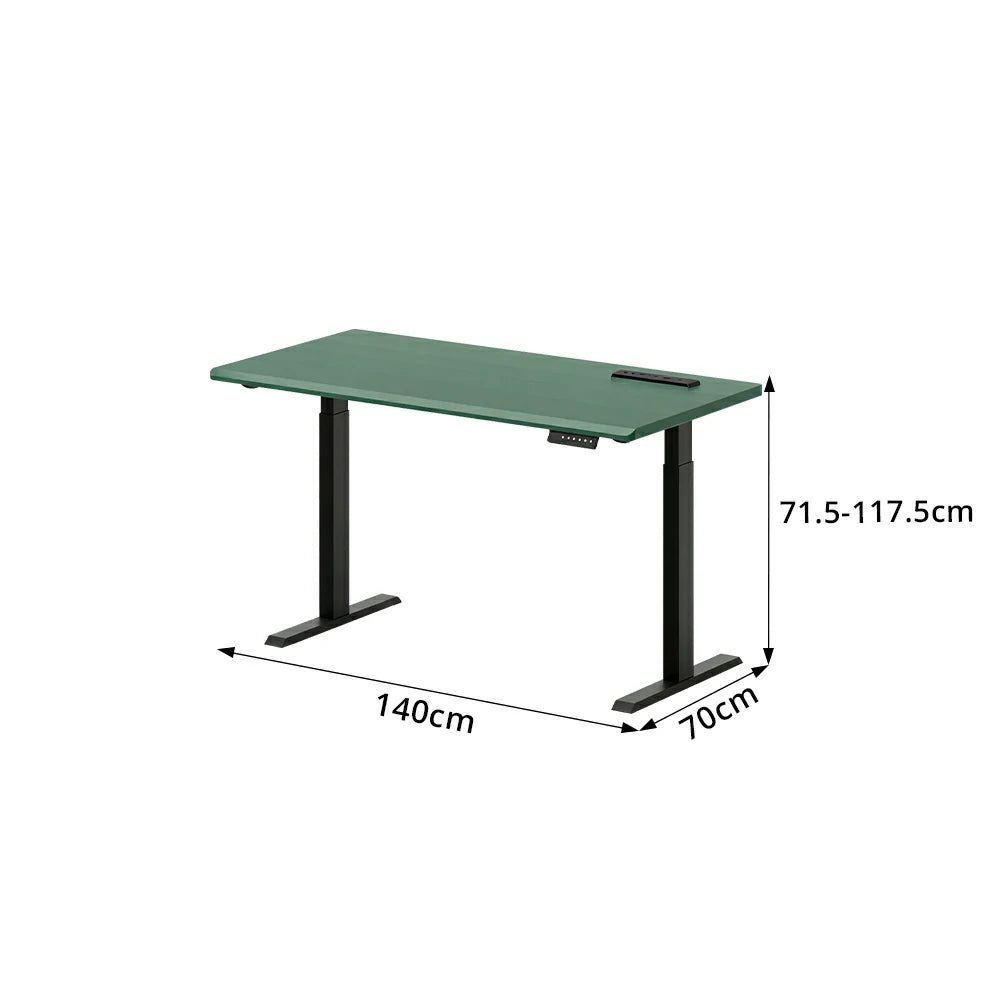 LIVARA Electric Standing Desk 140/160cm Solid Wood Height Adjustable Gaming & Office Table for Study Bedroom & Workspace - Green